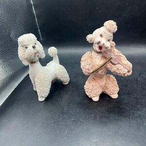 Lefton White and Pink Poodle Figurines
